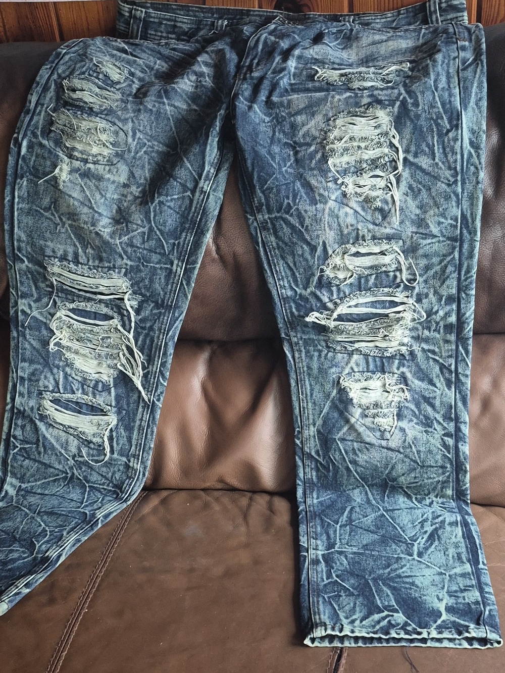 Distressed Men's Blue Ripped Jeans